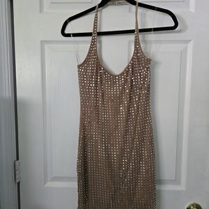 Elegant Tan Studded Dress